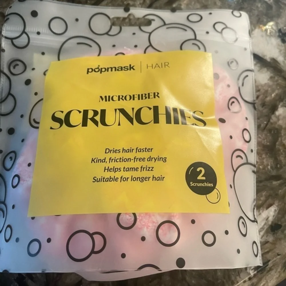 Popmask- 2 Microfiber Hair Scrunchies Pink